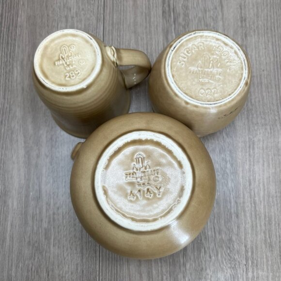 Vtg Pfaltzgraff Folk Art Sugar Bowl Creamer Set of 3 Stoneware Floral Blue Tan - Picture 5 of 16